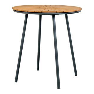 Cleveland Cafébord - Cafébord, teak bordplade, natur, sorte ben, ø70x74 cm