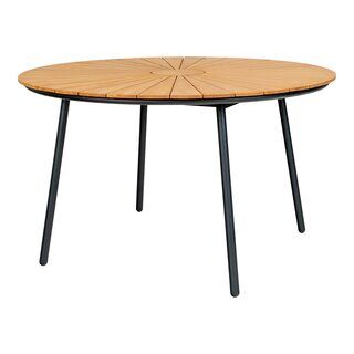 Cleveland Spisebord - Spisebord, teak bordplade, natur, sorte ben, ø130x74 cm
